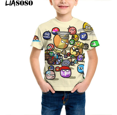 Playeras 3d Countryball Polandballs For Niños
