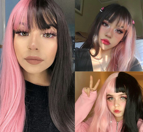 Peluca De Pelo Largo Y Liso Para Mujer, Moda Europea Y Ameri