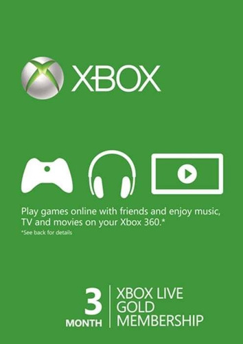 Tarjeta Código De Xbox Live Gold One/ Xbox 360