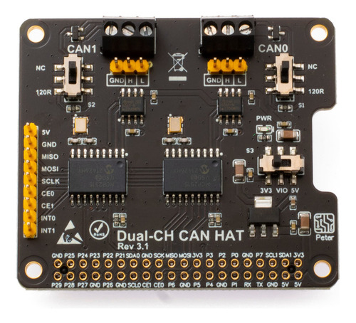 Xicoolee Dual-ch,can Bus Expansion Hat Para Raspberry Pi,