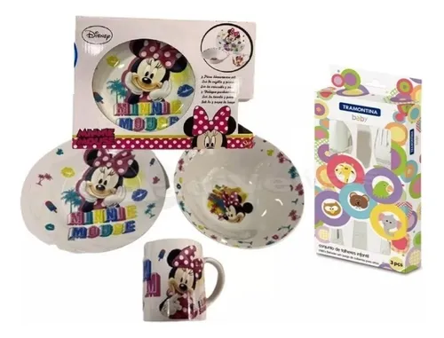 comprar Set De Vajilla 3 Piezas, Minnie Mouse + Juego De Cubiertos