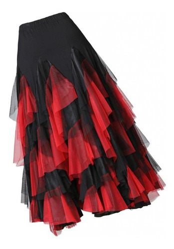 Falda De Baile Flamenco Con Bordado Floral De Varias Capas P