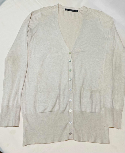 Cardigan Zara Talle M Gris Perla