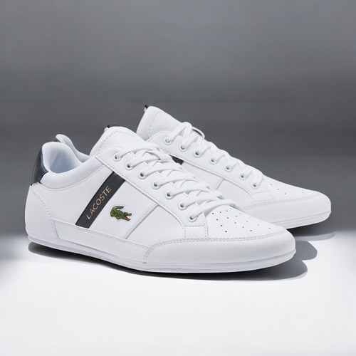 Tenis Lacoste Originales Para Hombre Modelo Chaymon 0722 Blanco Liso 28 Mx