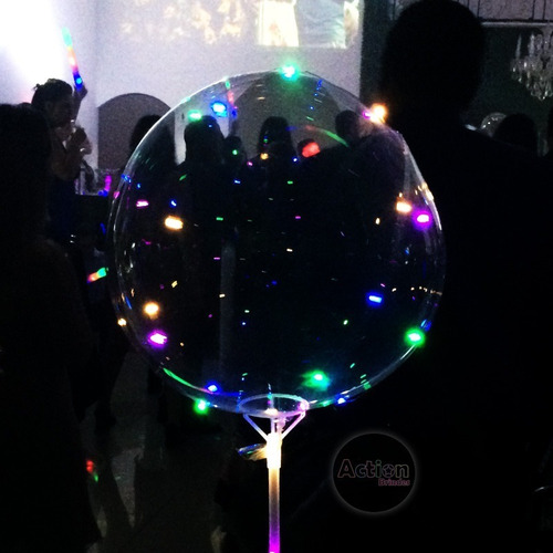 Imagem 3 de 8 de Balão De Led Transparente C/ Vareta Kit 6 Un + Bomba De Ar