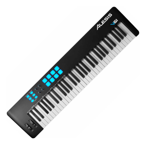 Teclado Controlador Midi Alesis V61 Usb Com Pads 61 Teclas