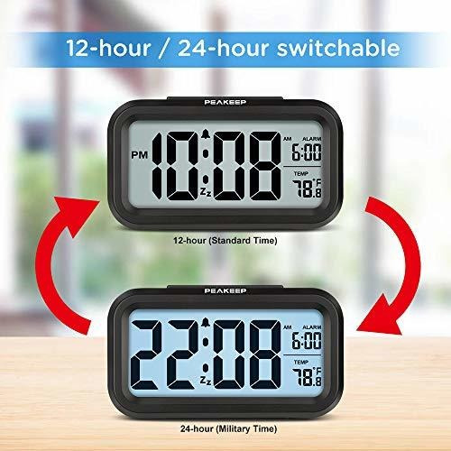 Peakeep Reloj Despertador Digital Con Luz Nocturna Inteligen
