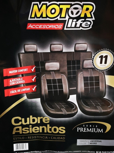 Cubre Asientos Cuerina Premium + Felpa Motorlife 