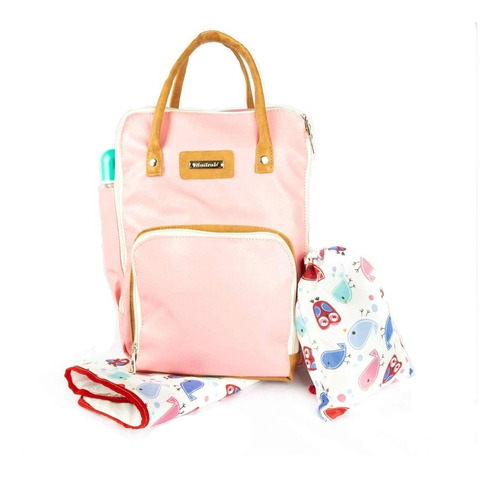Imagen 5 de 8 de Mochila, Bolso Maternal Simil Cuero + Cambiador Y Bolsita.