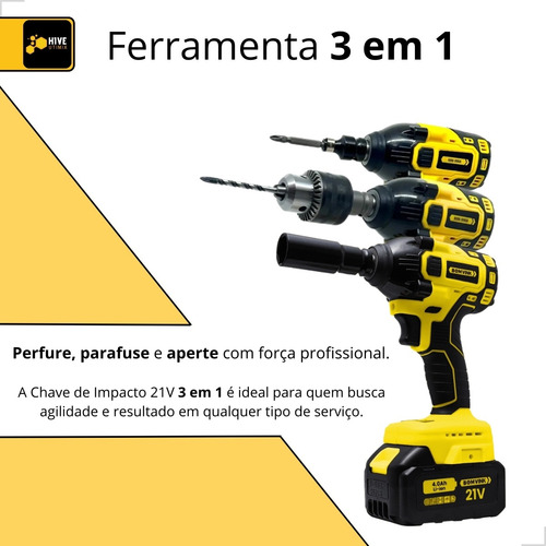 Chave De Impacto Profissional 320 Nm 21v Bivolt Com Soquetes