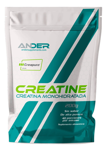 Creatina Monohidratada Ander En Polvo 100 % Pura Creapure 200 Gr Sabor Sin Sabor