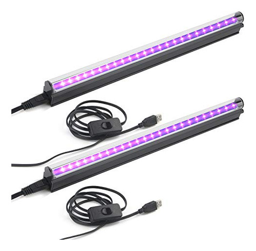 Barra De Luz Led Uv Usb 1ft, 10w, 2 Unidades