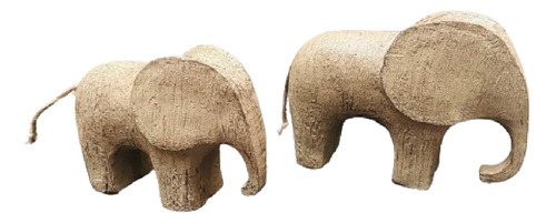 Juego X2 Elefantes Abundancia Decorativo Simil Madera Import