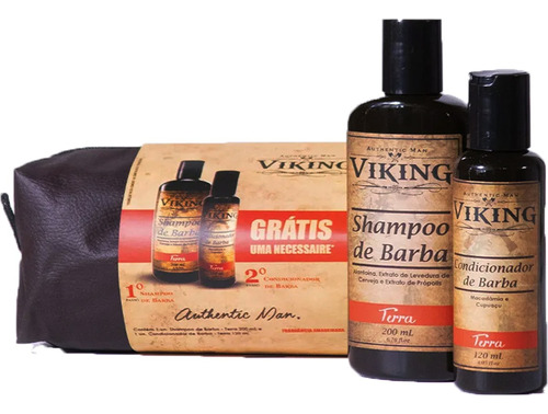Kits Para Barba Shampoo E Condicionador Viking Com Bolsa