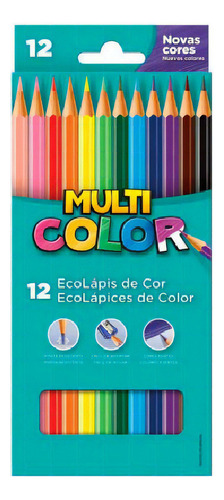 Lápis De Cor 12 Cores Ecolápis Sextavado Multicolor