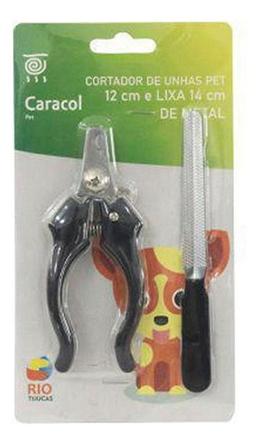 Kit Alicate Corte De Unhas Caes Gato 12cm Com Lixa Cor Preto