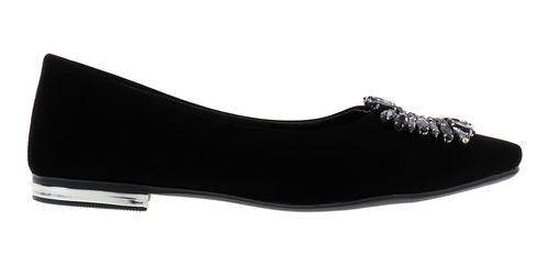 Imagen 2 de 4 de Zapatilla Flat Material Ante Con Pedrería Brillante Erez
