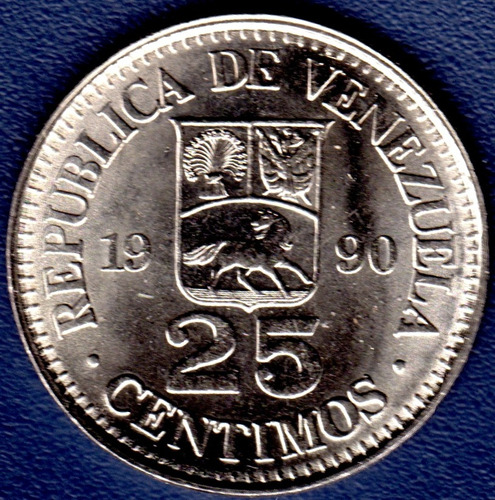 25 Céntimos 1990 Moneda De Venezuela