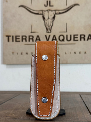 Funda Para Navaja Vaquera Bordada Tipo Pita 100% Cuero Miel Naranja 2