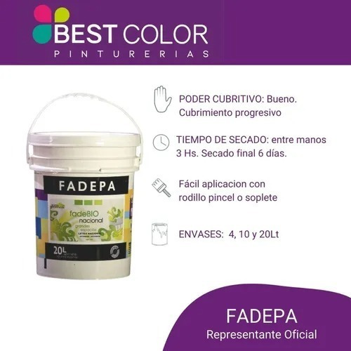 Pintura Latex Interior Exterior 20 Litros Fadepa