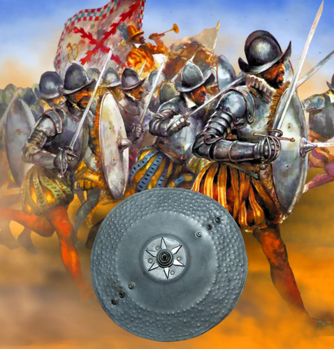Escudo Medieval Vikingo Rodela Conquistador Metal Y Madera