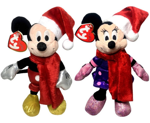 Imagem 1 de 6 de Kit Bonecos Natal Disney Original : Mickey + Minnie