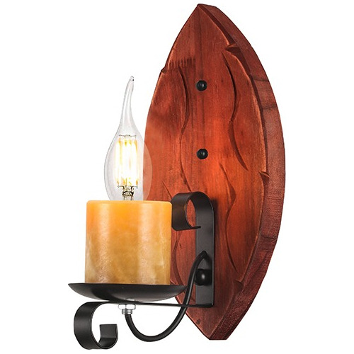 Aplique De Madera Led Porta Ampolleta E27