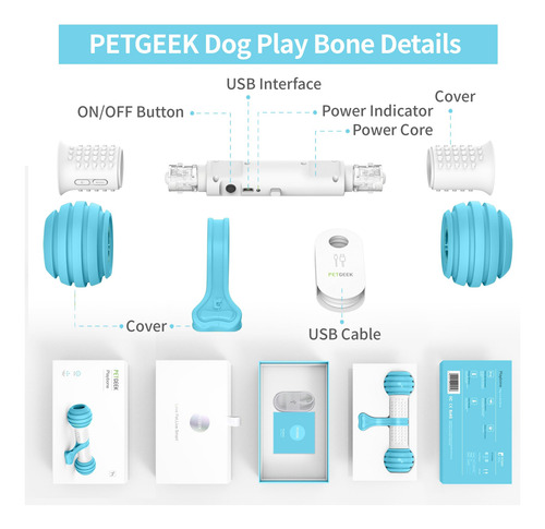 Petgeek Juguete Interactivo De Hueso De Perro, Juguete Autom