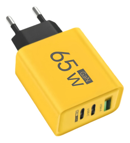 Carregador Rápido Gan 65w, 3 Portas, Tipo-c, Usb-a E Usb Pd