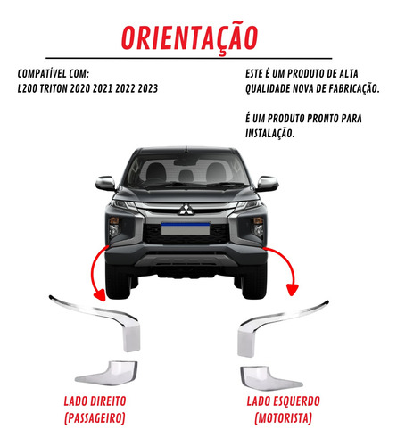 Kit Friso Cromado Parachoque Dianteiro L200 2020 21 22 2023