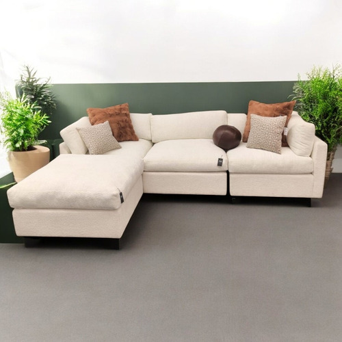Sofá Modulo Esquinero Derecho Beige Elegante Sillón Cómodo