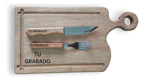 Tabla Y Cubiertos Grabado Láser Personalizado Regalo