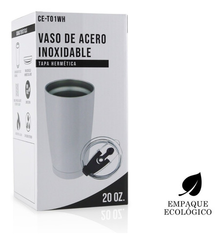 Imagen 7 de 10 de Vaso Termo Acero Inoxidable P/ Cafe 20oz Térmico Tapa Ce-t01
