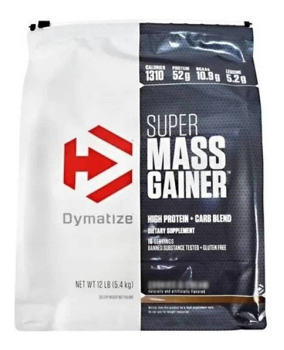Imagen 1 de 1 de Suplemento en polvo Dymatize Super Mass Gainer carbohidratos sabor rich chocolate en bolsa de 5.4kg