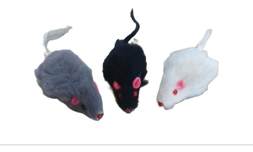 Ratita Piel Juguete P/ Gatos Con Hierva Gatera Pack X 3 Uni.