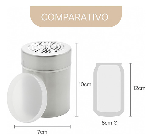 Saleiro De Aço Inox Prime Profissional Com Tampa 7,2x10cm