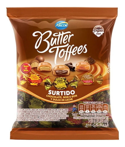 Caramelo Butter Toffees Dulce Leche C/chocolate 140gr Arcor 