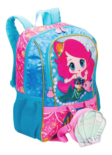 Mochila Escolar Sereia Anime Infantil Sestini Costas Tam G