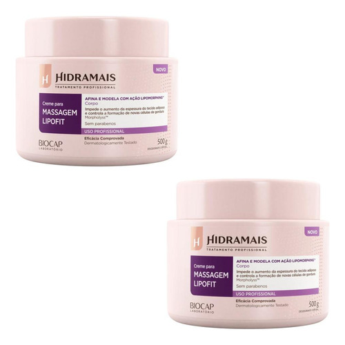 Kit 2 Creme Desodorante Hidramais Massagem Lipofit 500g