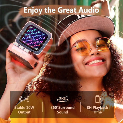 Bocina Divoom Ditoo-Pro portátil con bluetooth blanca