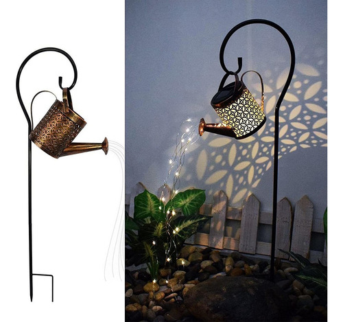 Solar Led System Copper Wire Garden Light Watering Can 1