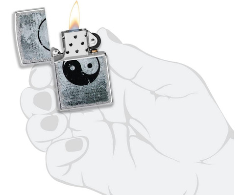 Encendedor Zippo Taotista De Fuerzas Opuestas Diseño Yin Yang Plateado 49772