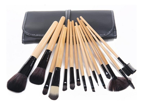 Set 15 Pinceles Y Brochas Maquillaje + Bolso Organizador