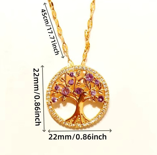 Collar Dije Arbol De La Vida Acero Inoxidable Chapa Oro 18k Dorado