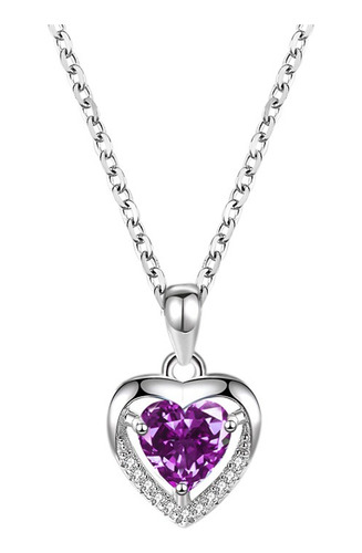 Collares Plata 925 Colgante Corazón Cristal Circón Elegante