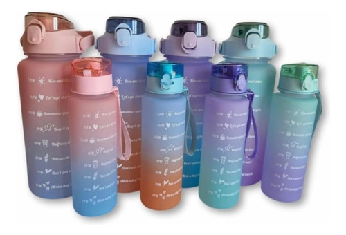 Botellas Botes De Agua Deportiva Gym (2 Lt + 900 Ml ) Kit Color Lavanda