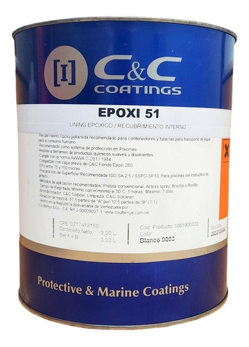 Pintura Epoxica Grado Alimenticio Blanco C&c Coatings 