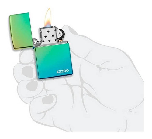 Imagem 2 de 2 de Isqueiro Zippo 49191zl Polish Teal Logo Original Com Fluido