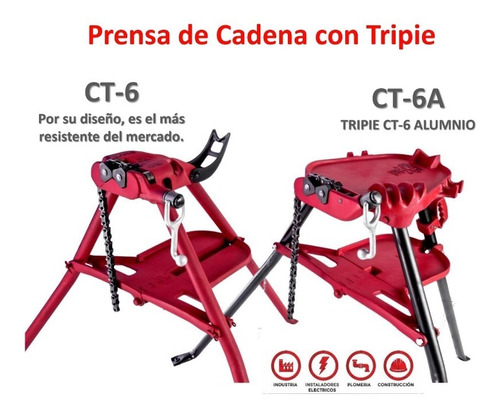Tripie De Cadena Prensa Hptr Tarraja Tubo  -  Tornillo  Ct-6