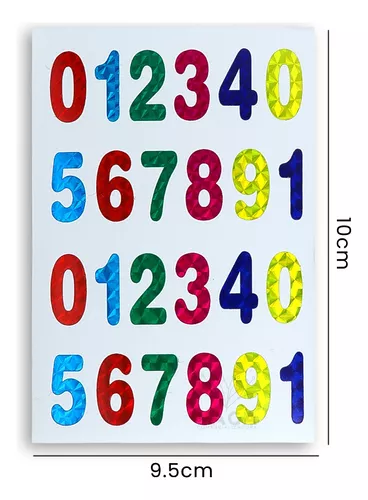 288 Etiquetas Números Adhesivos Básicos Colores 2.5 Cm